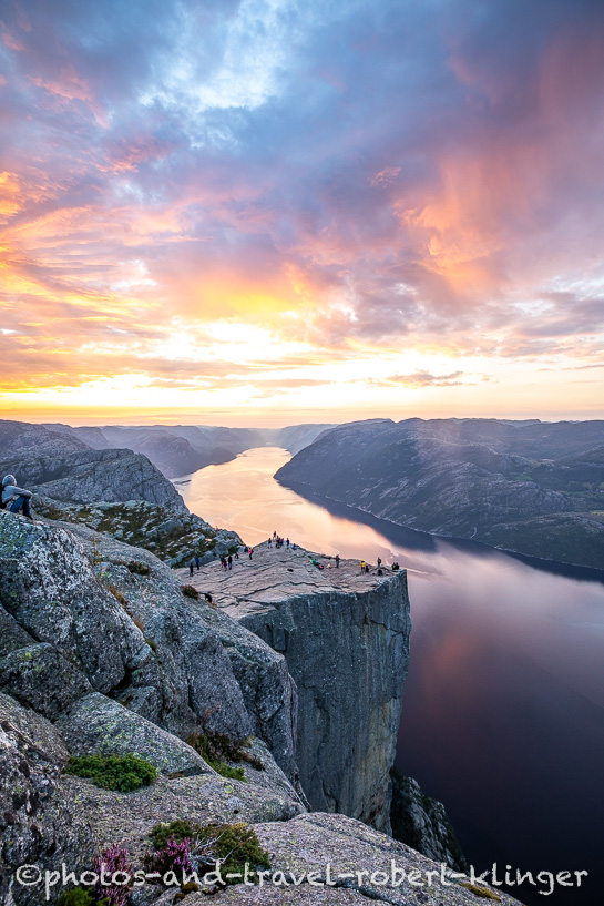 Sunrise over Lysefjord and the Preikestolen