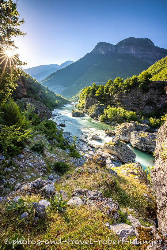 A swingbridge over the river Cijevna in Albania