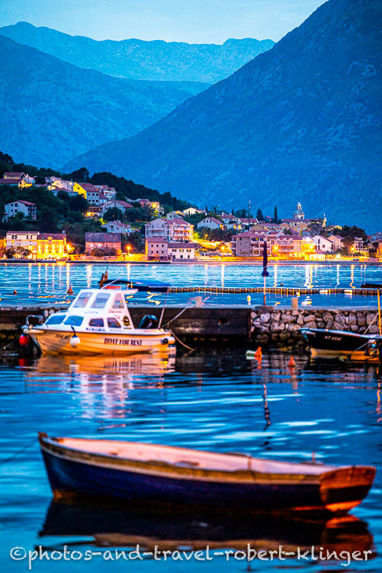 A little harbour in the bay of Kotor in Montenegro
