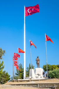 Turkish flags on a war memorial site on the Gallipoli Peninsiula