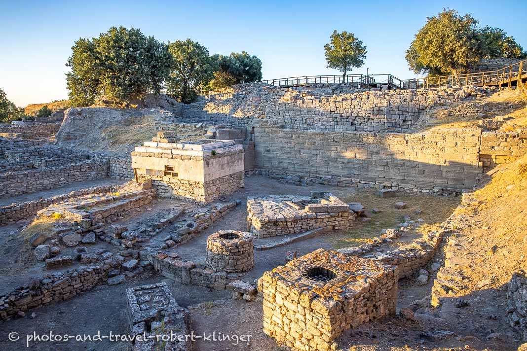 The ruins of Troy in Turkey in the evening sun