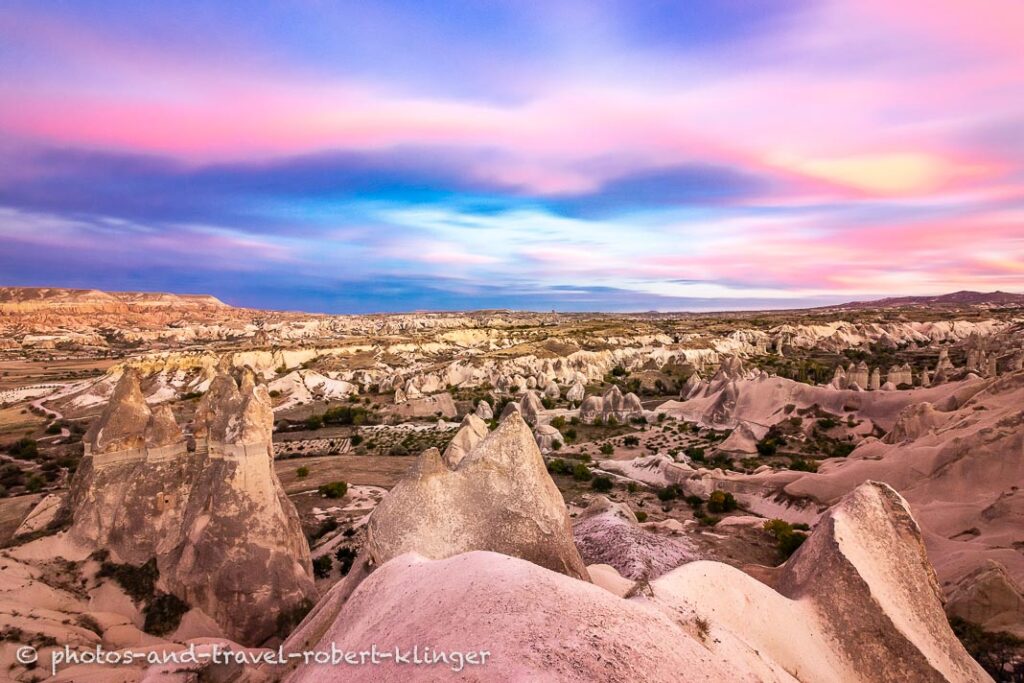 A beautiful sunset in Cappadocia, long exposure photo