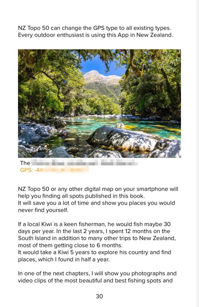 Example page Secret fishing spots in New Zealand 2