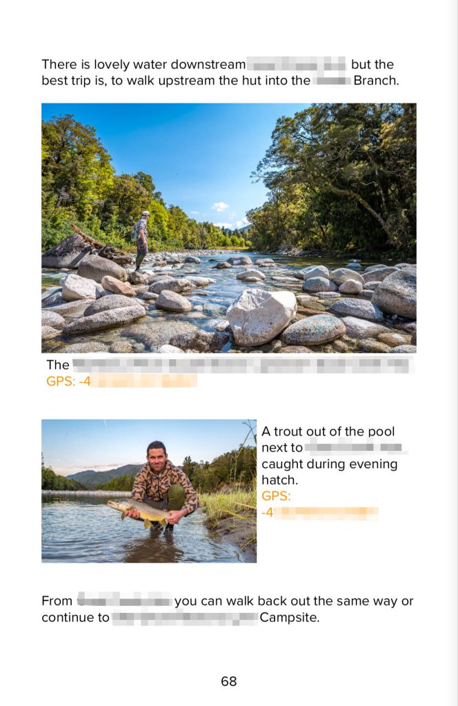 the next example page of my fishing guide book about NZ